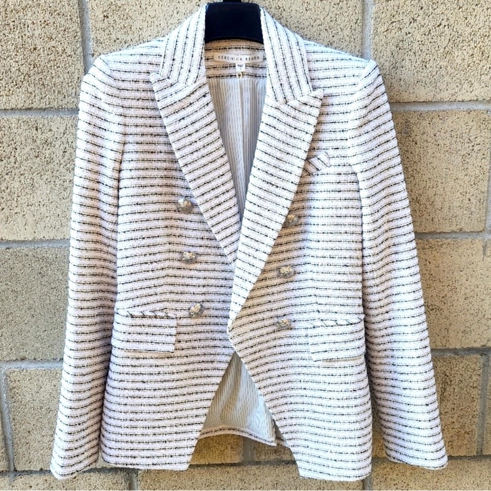 Brand Veronica Beard Dickey Blazer in Black & White Tweed